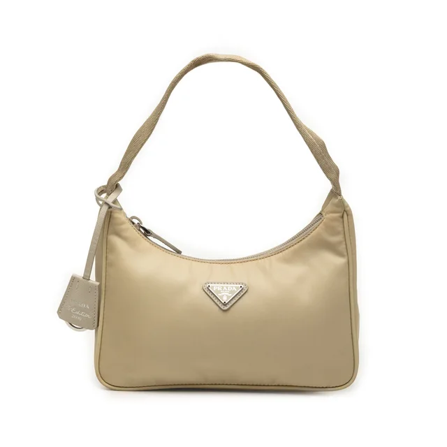Beige Prada Mini Tessuto Re Edition 2000 Shoulder Bag in Beige Nylon from Designer Revival