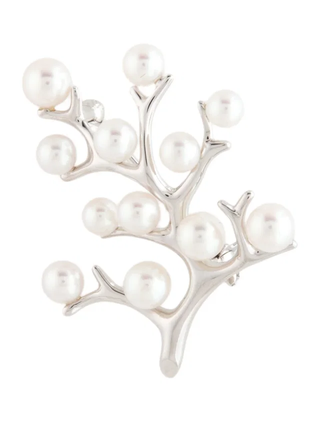 Mikimoto 18K Pearl Tree of Life Pin Brooch in multicolor from The RealReal