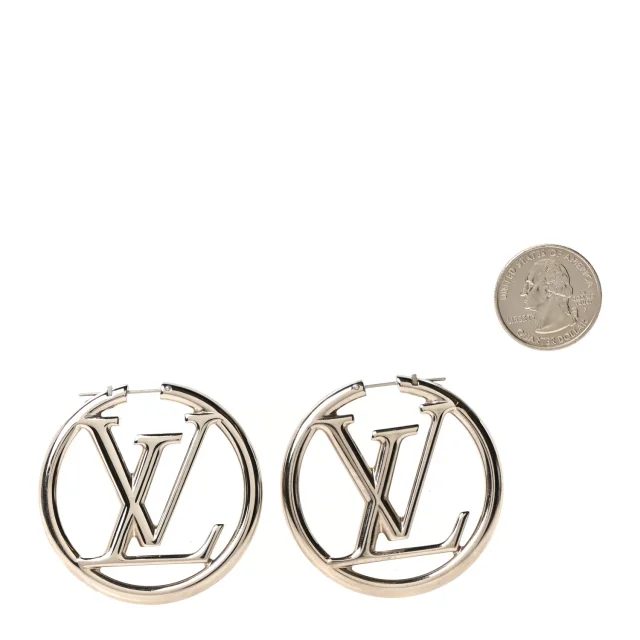 Louis Vuitton Palladium Louise Hoop Earrings Silver in Silver from FASHIONPHILE, photo 2 of 4