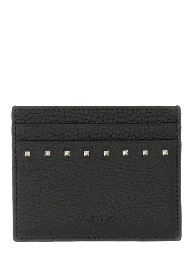 Valentino Garavani Card Holder — Black Calf Leather Wallets & Purses in Black Calfskin from HEWI
