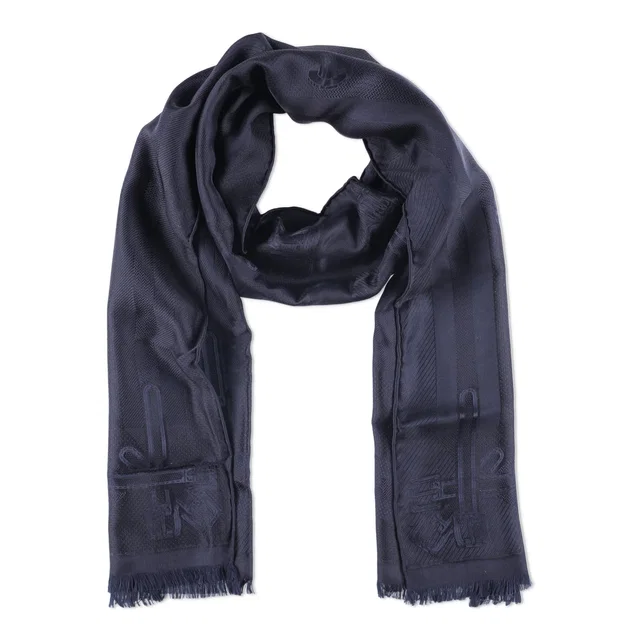 Hermès Blue Les Sangles Stole 180x43 cms in Blue Silk from HEWI