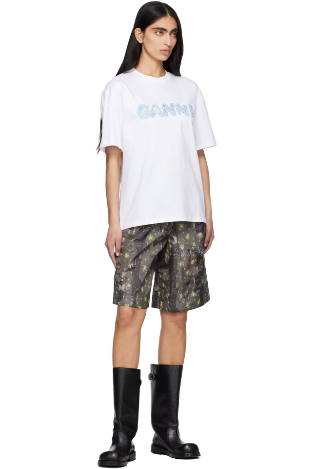 GANNI Gray Printed Flyweight Nylon Boy Shorts, photo 4 of 4 from SSENSE