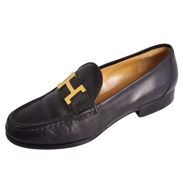 Hermès Loafers Moccasins Constance Leather Heels in Leather from The Reluxe