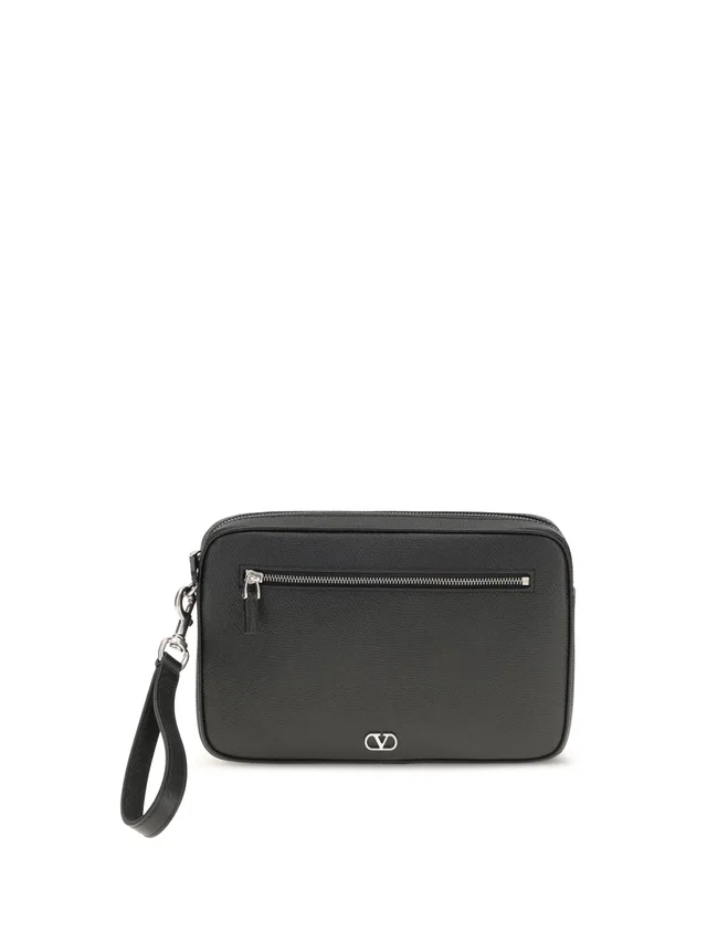 Valentino Garavani Clutch — Black Calf Leather Bos Taurus in Black Calfskin from HEWI