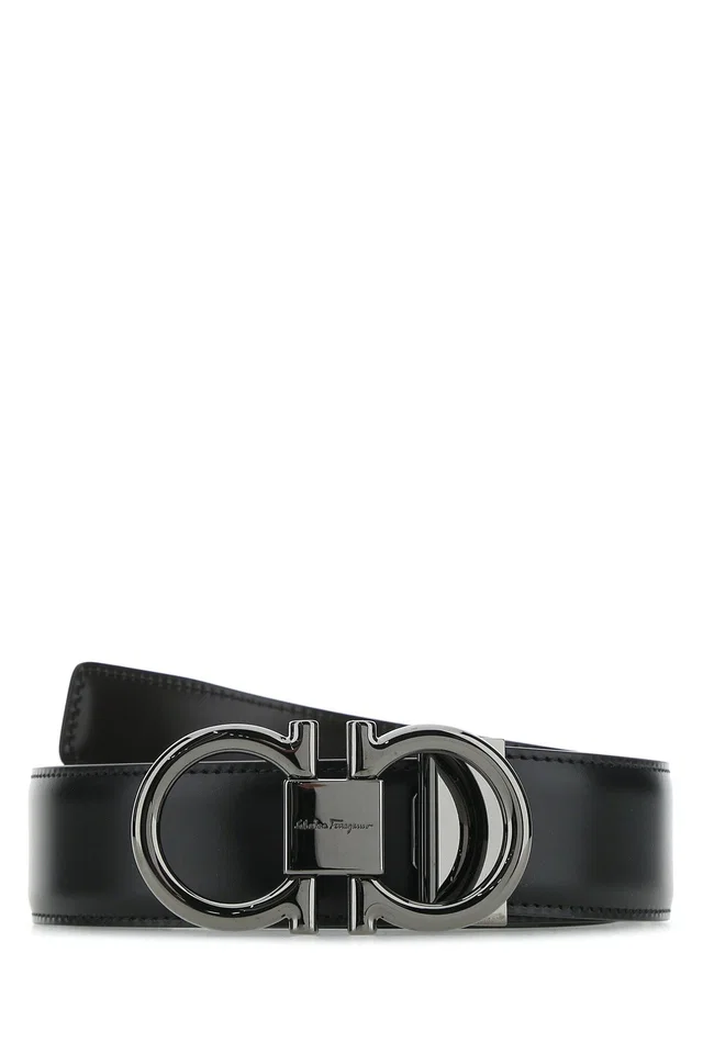 Ferragamo Double Adjus Belt — Black Calf in Black Calfskin from HEWI