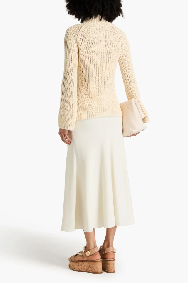 Zimmermann Ribbed Cotton Turtleneck Sweater in Cream, photo 3 of 4 from THE OUTNET
