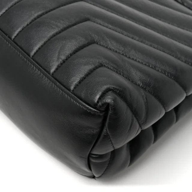 Saint Laurent Grain de Poudre Calfskin Y Quilted Monogram Medium Loulou Chain Satchel Black in Black Calfskin from FASHIONPHILE, photo 15 of 16