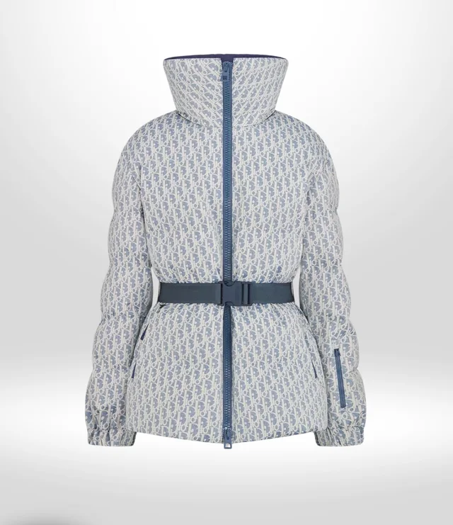 Dior Alps Belted Blue Puffer Monogram Ski Jacket Sz 38 in Blue from Revivre Luxury Consignment