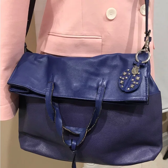 Furla Genuine Leather Large Bag, 17x16” in blue Leather from Poshmark
