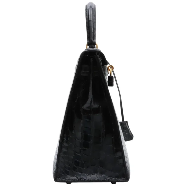 Hermès 1991 Alligator Kelly 28 Black in Black Crocodile from VINTAGE QOO TOKYO, photo 4 of 17