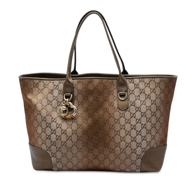 Brown Gucci GG Lurex Heart Bit Tote in Brown Canvas from Designer Revival