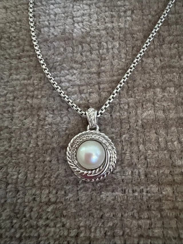 David Yurman David Yurmansterling Silver Pearl Pendant With Diamonds Necklace - White Pearl in gray|white|silver from Poshmark