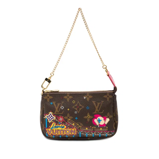 Brown Louis Vuitton Monogram Vivienne Christmas Roller Coaster Mini Pochette Accessoires Handbag in Brown Coated canvas from Designer Revival