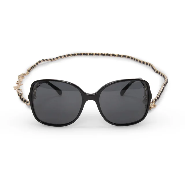 Chanel Square Frame Sunglasses With Chain in Black from Blue Spinach