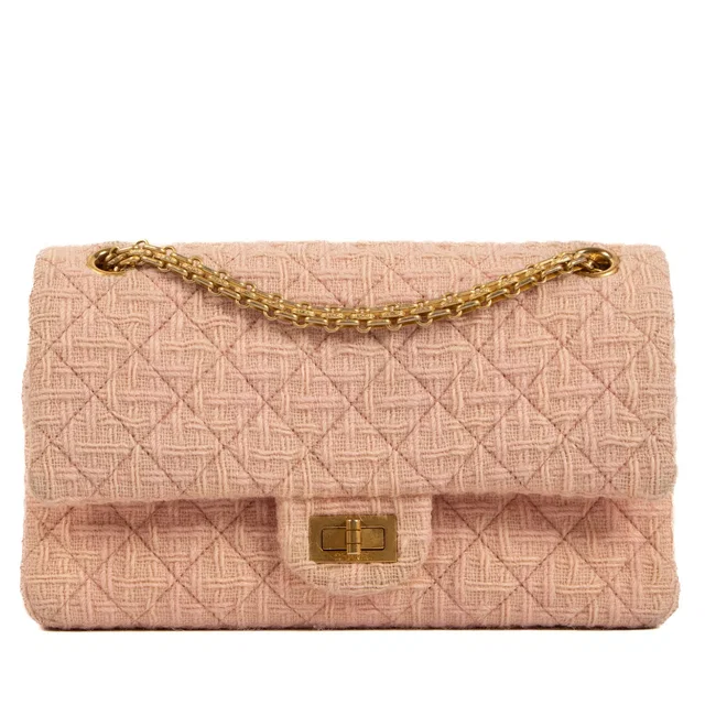 Chanel Pink Tweed Medium Reissue 2.55 Bag in Pink Tweed from Labellov