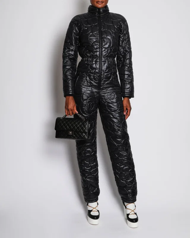 Chanel Black Coco Neige Quilted One-Piece Ski Suit Size FR 38 (UK 10) in Black from Sellier