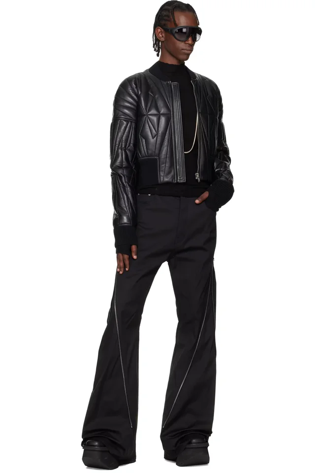 Moncler + Rick Owens Black Geocamo Cropped Flight Jacket, photo 5 of 5 from SSENSE