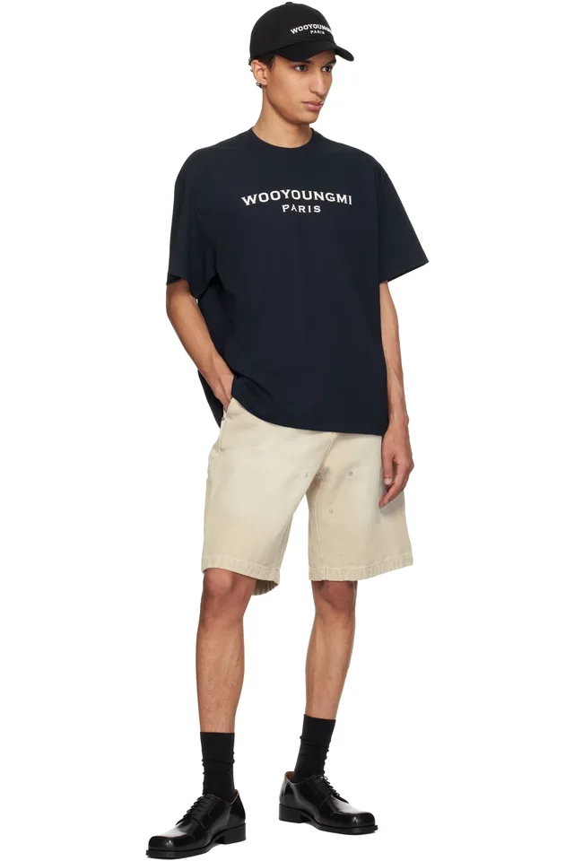 WOOYOUNGMI Navy Logo T-shirt, photo 4 of 4 from SSENSE