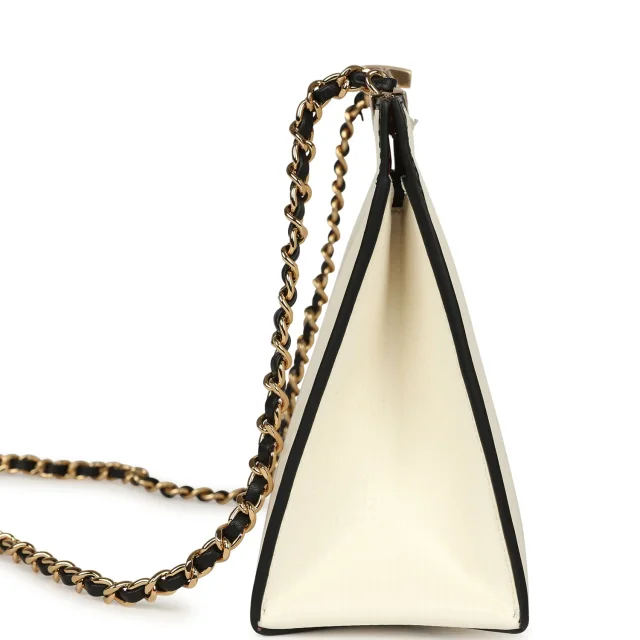 Chanel "Shop By Night" Clutch Bag White, Black Printed Calfskin Gold Hardware in Black Calfskin from Madison Avenue Couture, photo 3 of 9