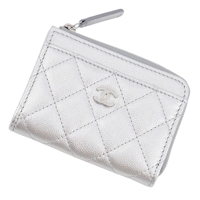 Chanel Coin Case Quilted CC Logo Fragment Caviar Leather Wallet Purse in Caviar leather from The Reluxe