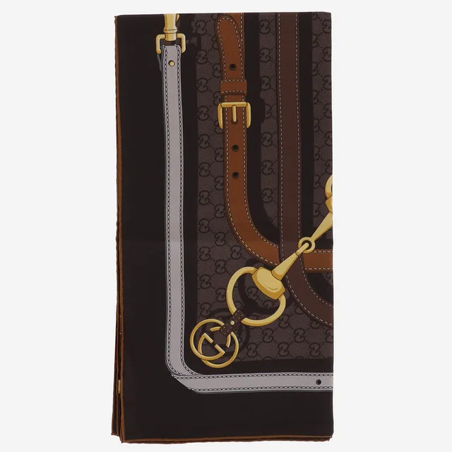 Gucci Silk Twill Foulard Scarf — Brown Scarfs in Brown Silk from HEWI