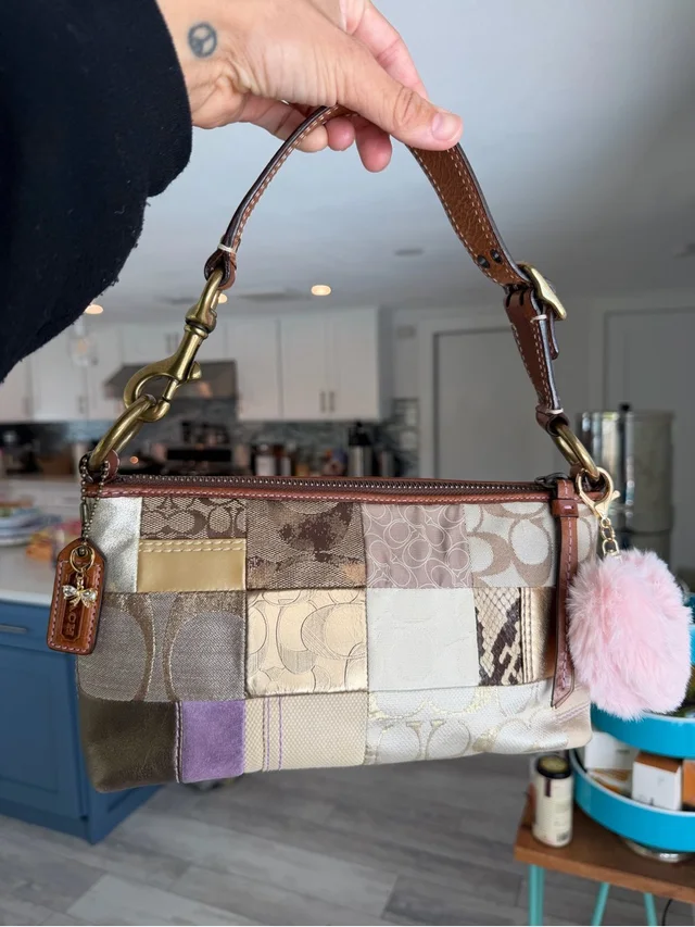 Y2k Coach Patchwork Signature Shoulder Bag Rare in brown|red|neutral Leather from Poshmark