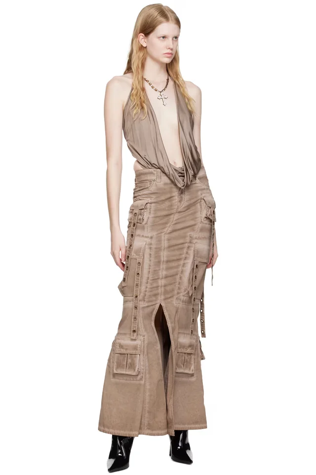 Blumarine Brown Plunging Bodysuit, photo 5 of 5 from SSENSE