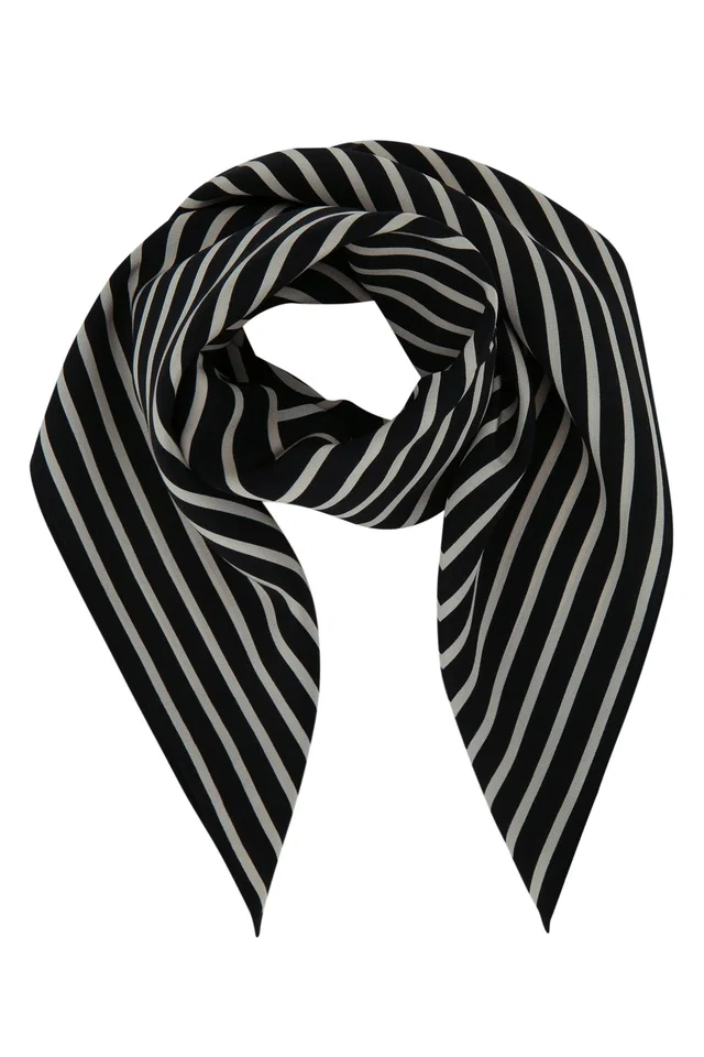 TOTEME Monogram Scarf — Black Silk Scarfs in Black Silk from HEWI