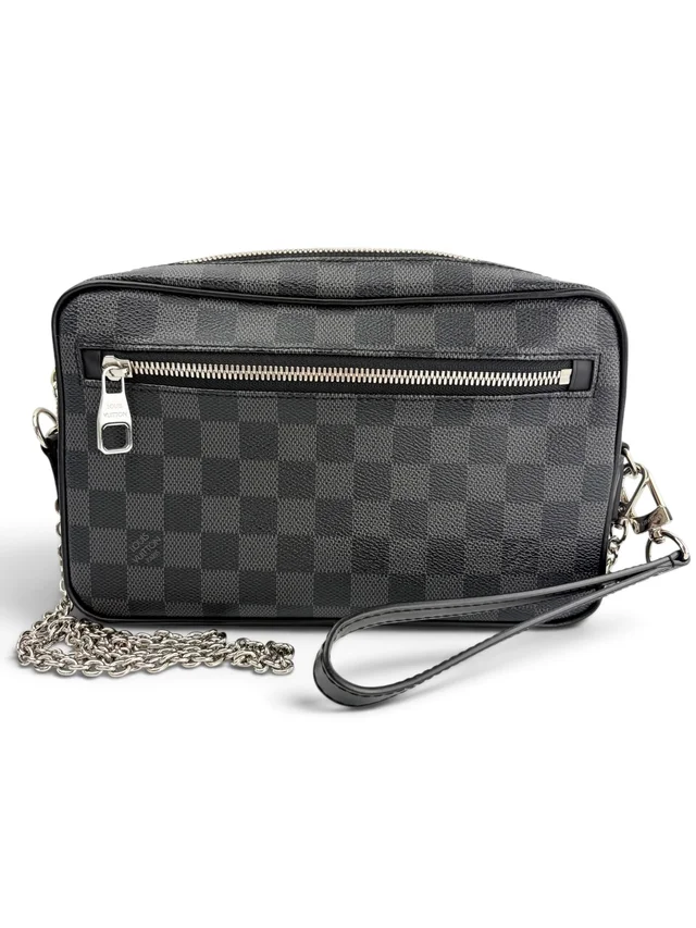 Louis Vuitton Graphite Damier Ebene Kasai Wristlet from Season 2 Consign