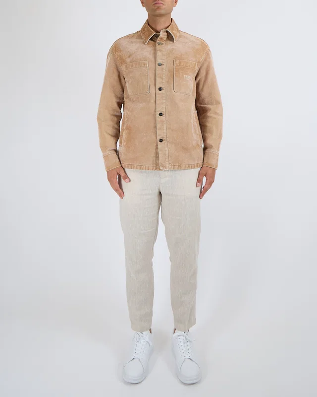 Fendi Menswear Tan Corduroy Jacket Size with Pockets and Logo Detail Size IT 50 (UK 40) in Brown from Sellier