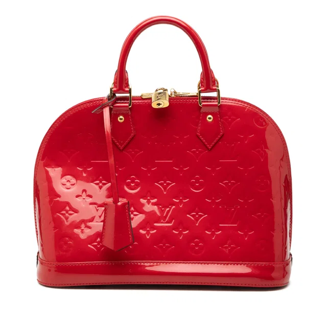 Red Louis Vuitton Monogram Vernis Alma PM Handbag in Red Leather from Designer Revival