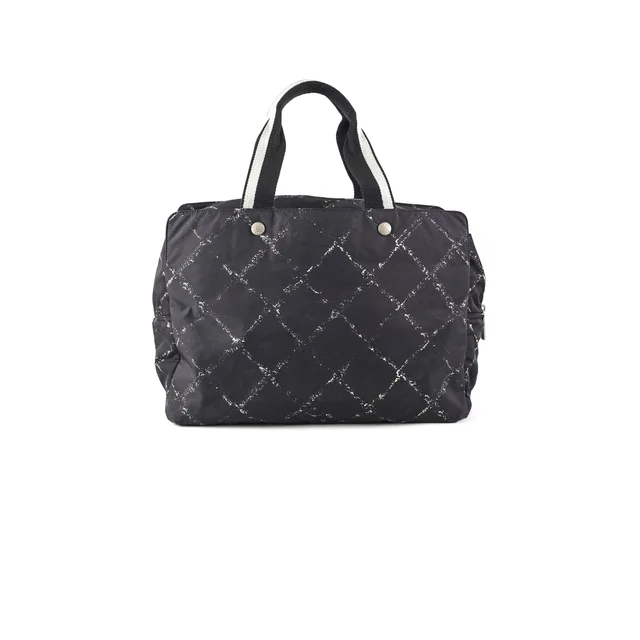 Chanel Diamond - Print Tote Bag Black in Black Nylon from The Purse Affair