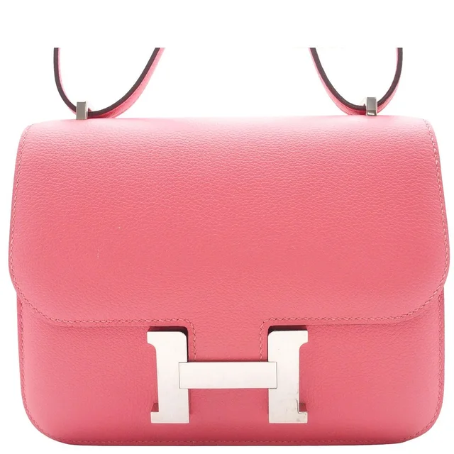 Hermès Constance 3 Mini Rose Azalea Silver Evercolor Shoulder Bag in Pink from The Reluxe