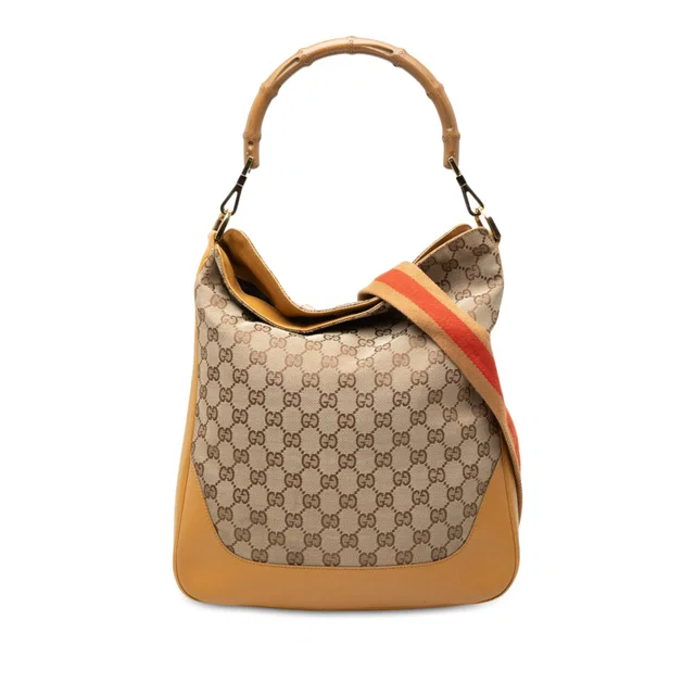 Beige Gucci GG Canvas Bamboo Web Satchel in Beige Canvas from Designer Revival, photo 1 of 1
