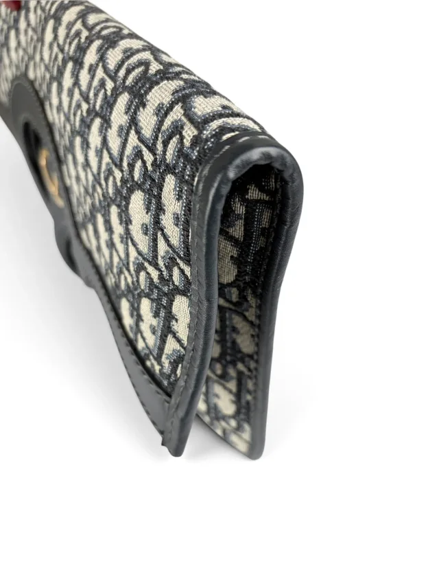 Dior Navy Oblique XL Fold Over Clutch in Navy Canvas from Season 2 Consign, photo 5 of 8