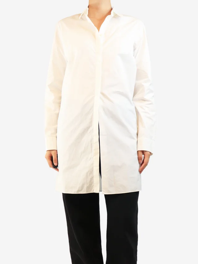 The Row Off-white long shirt - size UK 12 in White from Sign of the Times
