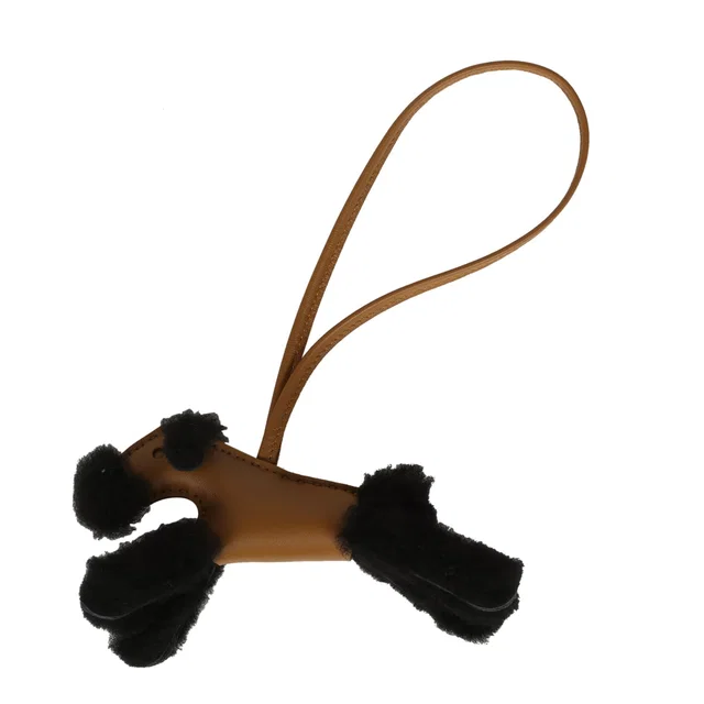 Hermès Budy Charm Kraft and Black Milo Lambskin and Merino Sheepskin in Black Lambskin from Madison Avenue Couture