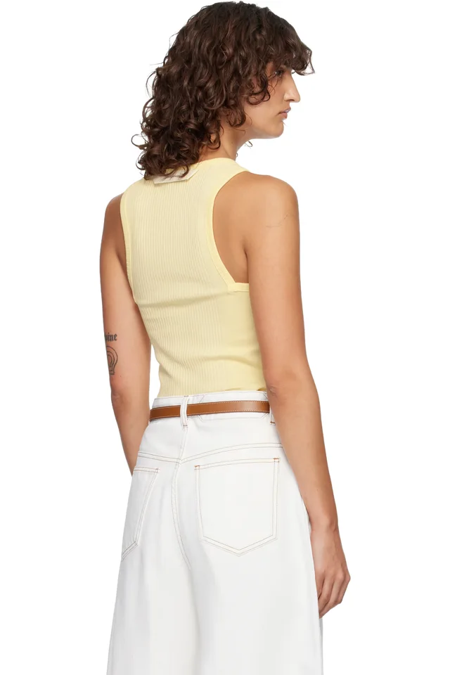 JACQUEMUS Yellow 'The Rond Carré' Tank Top, photo 3 of 5 from SSENSE