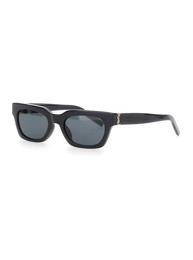 Saint Laurent A003e3 Cassandre-Plaque Acetate Sunglasses — Black in Black from HEWI