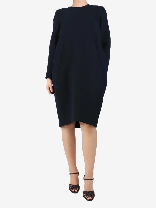 Jil Sander Blue long sleeve midi dress - size UK 14 in Blue from Sign of the Times