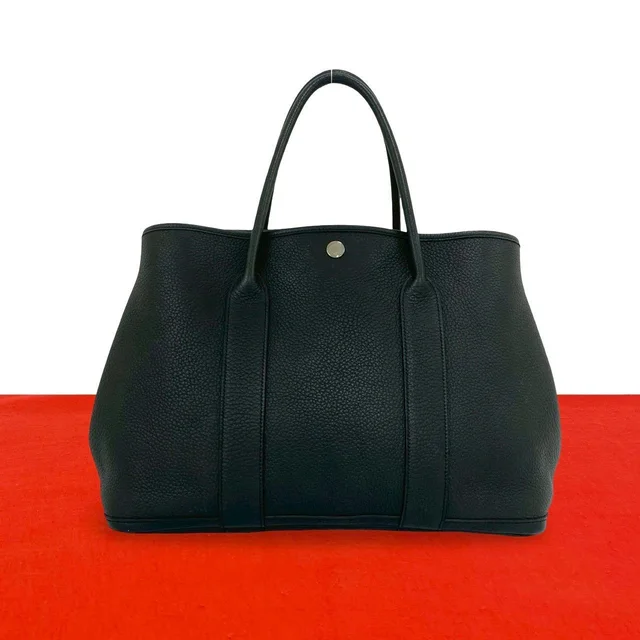 Hermès Garden Party PM Negonda Leather Tote Bag Business Black in Black Leather from The Reluxe