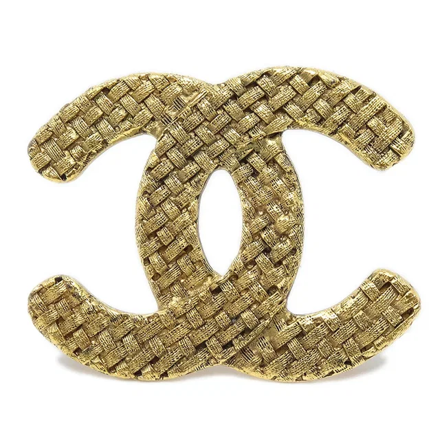 Chanel Quilted Brooch Pin Gold 1262/29 in Gold from AMORE Vintage Tokyo