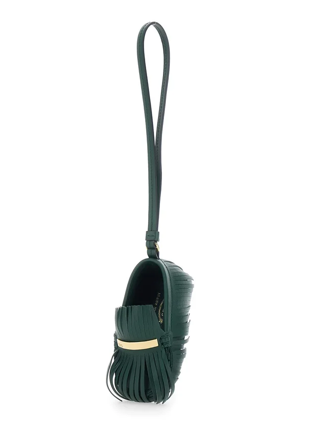 TOD'S Green Pendant with Fringed and Wrist Strap in Leather Woman in Green 100% Calf, photo 4 of 6 from Gaudenzi Boutique