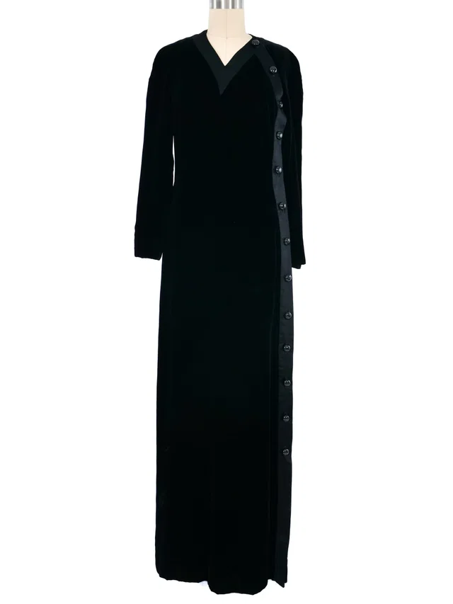 Valentino Garavani Velvet Offset Button Gown in Velvet from Arcade Vintage