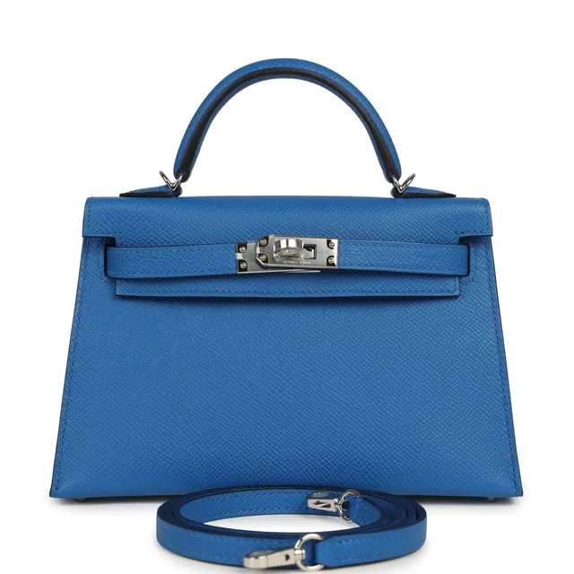 Hermès Kelly Sellier 20 Bleu Zellige Epsom Palladium Hardware in Blue Epsom leather from Madison Avenue Couture