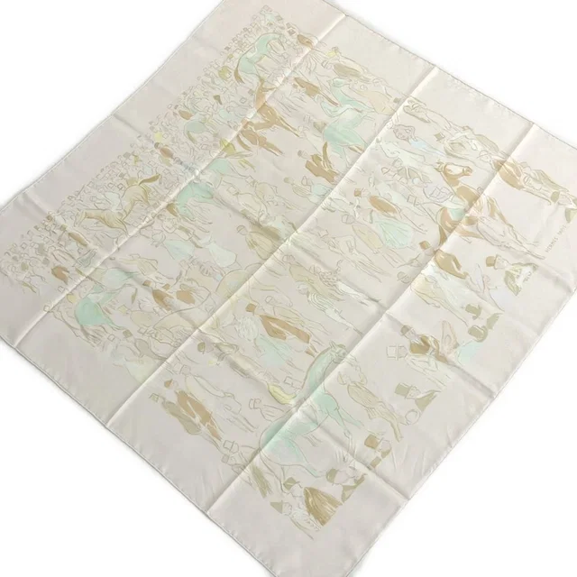 Hermès Scarf Carre 90 Light Pink Light Brown Multi Paddock in Brown from The Reluxe
