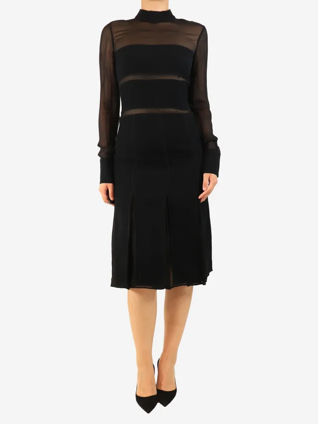 Proenza Schouler Black mesh panel midi dress - size XS in Black from Sign of the Times