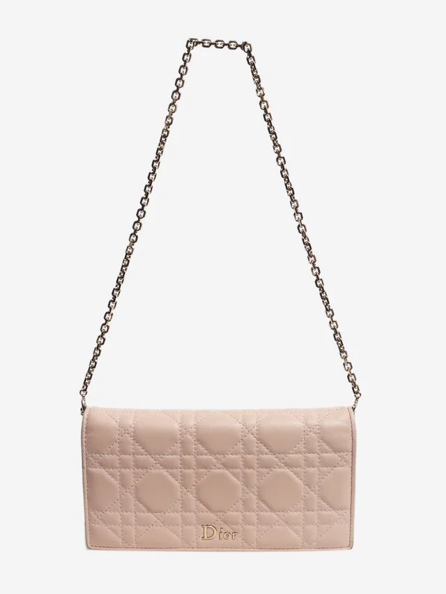 Dior Light pink 2016 Voyageur chain wallet in Pink Leather from Sign of the Times