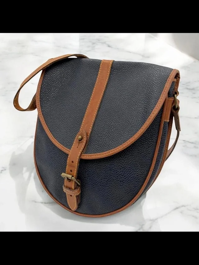 Mulberry Navy Crossbody Saddle Bag With Tan Trim in blue|brown|neutral Leather from Poshmark