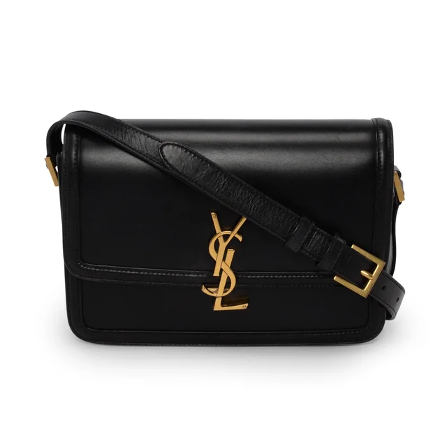 Saint Laurent Box Calf Medium Solferino Satchel Bag in Black Box leather from Blue Spinach